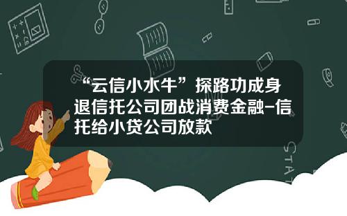 “云信小水牛”探路功成身退信托公司团战消费金融-信托给小贷公司放款