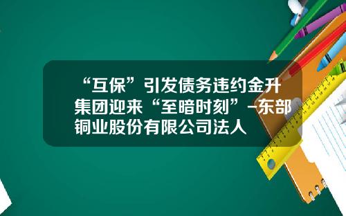 “互保”引发债务违约金升集团迎来“至暗时刻”-东部铜业股份有限公司法人