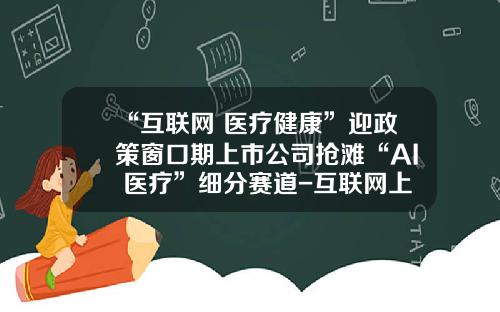 “互联网+医疗健康”迎政策窗口期上市公司抢滩“AI+医疗”细分赛道-互联网上市公司