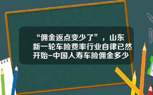 “佣金返点变少了”，山东新一轮车险费率行业自律已然开始-中国人寿车险佣金多少