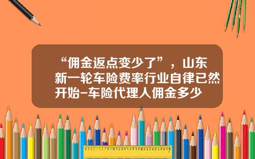 “佣金返点变少了”，山东新一轮车险费率行业自律已然开始-车险代理人佣金多少