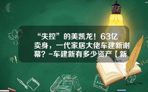 “失控”的美凯龙！63亿卖身，一代家居大佬车建新谢幕？-车建新有多少资产【新闻】