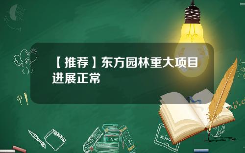 【推荐】东方园林重大项目进展正常