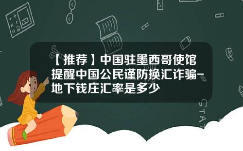 【推荐】中国驻墨西哥使馆提醒中国公民谨防换汇诈骗-地下钱庄汇率是多少