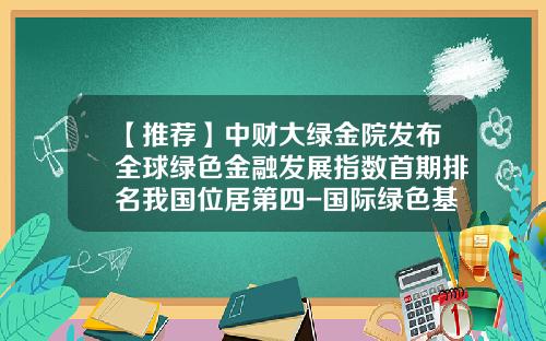 【推荐】中财大绿金院发布全球绿色金融发展指数首期排名我国位居第四-国际绿色基金