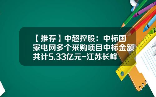 【推荐】中超控股：中标国家电网多个采购项目中标金额共计5.33亿元-江苏长峰电缆有限公司