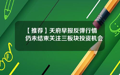 【推荐】天府早报反弹行情仍未结束关注三板块投资机会