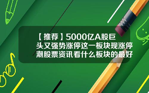 【推荐】5000亿A股巨头又强势涨停这一板块现涨停潮股票资讯看什么板块的最好