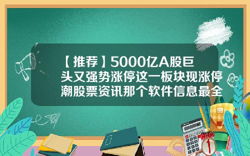 【推荐】5000亿A股巨头又强势涨停这一板块现涨停潮股票资讯那个软件信息最全
