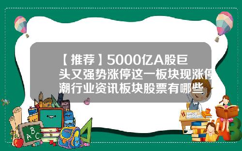 【推荐】5000亿A股巨头又强势涨停这一板块现涨停潮行业资讯板块股票有哪些