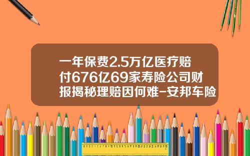 一年保费2.5万亿医疗赔付676亿69家寿险公司财报揭秘理赔因何难-安邦车险第五年多少钱【新闻】.