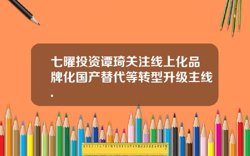 七曜投资谭琦关注线上化品牌化国产替代等转型升级主线.