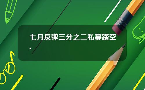七月反弹三分之二私募踏空.