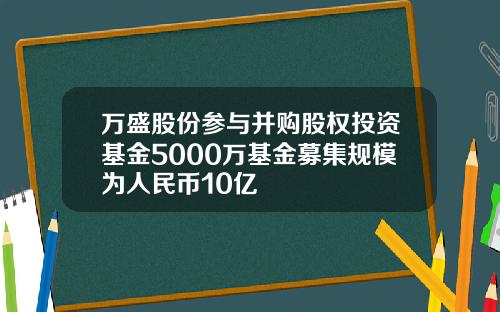 万盛股份参与并购股权投资基金5000万基金募集规模为人民币10亿