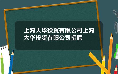 上海大华投资有限公司上海大华投资有限公司招聘