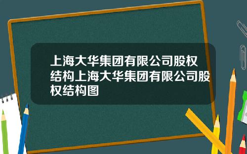 上海大华集团有限公司股权结构上海大华集团有限公司股权结构图