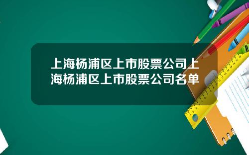 上海杨浦区上市股票公司上海杨浦区上市股票公司名单
