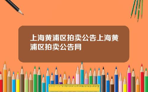 上海黄浦区拍卖公告上海黄浦区拍卖公告网