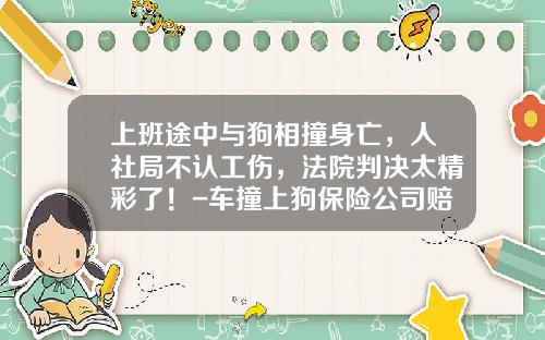 上班途中与狗相撞身亡，人社局不认工伤，法院判决太精彩了！-车撞上狗保险公司赔吗