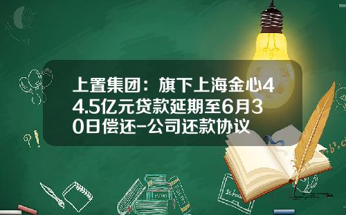 上置集团：旗下上海金心44.5亿元贷款延期至6月30日偿还-公司还款协议