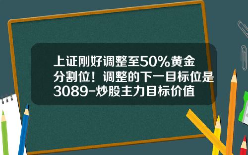 上证刚好调整至50%黄金分割位！调整的下一目标位是3089-炒股主力目标价值是多少