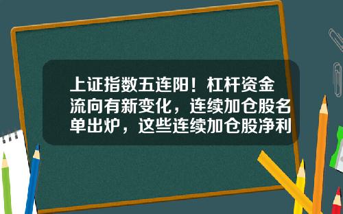 上证指数五连阳！杠杆资金流向有新变化，连续加仓股名单出炉，这些连续加仓股净利润翻倍-上证杠杆基金