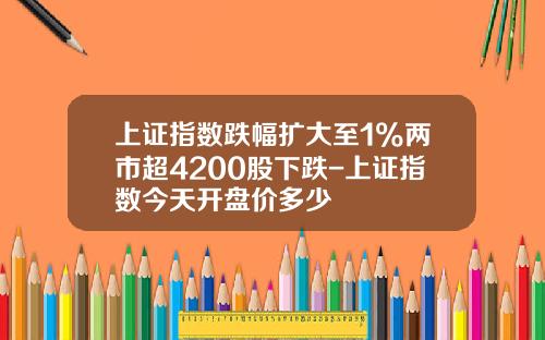 上证指数跌幅扩大至1%两市超4200股下跌-上证指数今天开盘价多少
