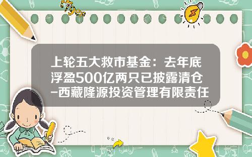 上轮五大救市基金：去年底浮盈500亿两只已披露清仓-西藏隆源投资管理有限责任公司