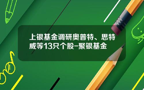 上银基金调研奥普特、思特威等13只个股-聚银基金