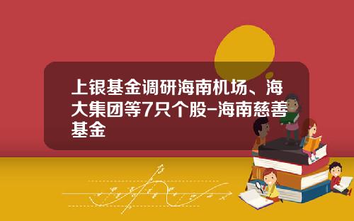 上银基金调研海南机场、海大集团等7只个股-海南慈善基金