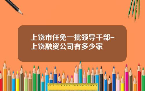 上饶市任免一批领导干部-上饶融资公司有多少家