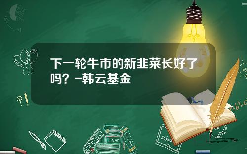 下一轮牛市的新韭菜长好了吗？-韩云基金