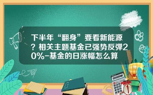 下半年“翻身”要看新能源？相关主题基金已强势反弹20%-基金的日涨幅怎么算