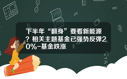 下半年“翻身”要看新能源？相关主题基金已强势反弹20%-基金跌涨