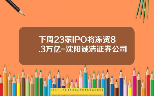下周23家IPO将冻资8.3万亿-沈阳诚浩证券公司