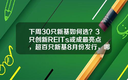 下周30只新基如何选？3只创新REITs或成最亮点，超百只新基8月份发行，哪只最吸金？-上市型开放式基金
