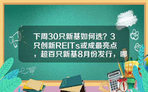 下周30只新基如何选？3只创新REITs或成最亮点，超百只新基8月份发行，哪只最吸金？-上市的基金