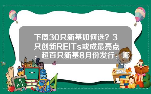 下周30只新基如何选？3只创新REITs或成最亮点，超百只新基8月份发行，哪只最吸金？-创新基金