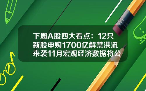 下周A股四大看点：12只新股申购1700亿解禁洪流来袭11月宏观经济数据将公布-创业板三百亿以上的有多少家