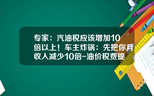专家：汽油税应该增加10倍以上！车主炸锅：先把你月收入减少10倍-油价税费提高增加税收多少收入【新闻】