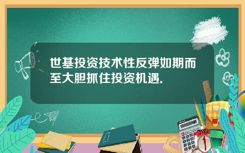 世基投资技术性反弹如期而至大胆抓住投资机遇.