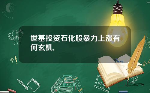 世基投资石化股暴力上涨有何玄机.