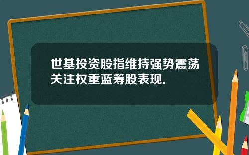 世基投资股指维持强势震荡关注权重蓝筹股表现.