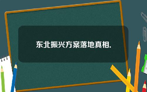 东北振兴方案落地真相.