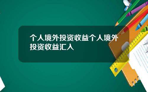 个人境外投资收益个人境外投资收益汇入