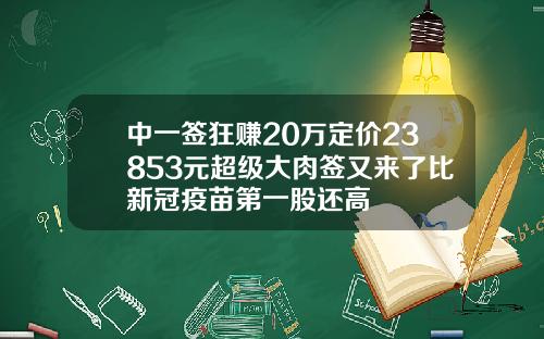 中一签狂赚20万定价23853元超级大肉签又来了比新冠疫苗第一股还高