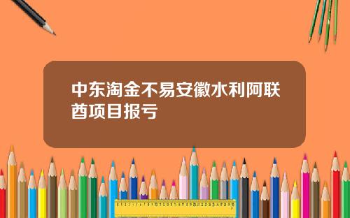 中东淘金不易安徽水利阿联酋项目报亏