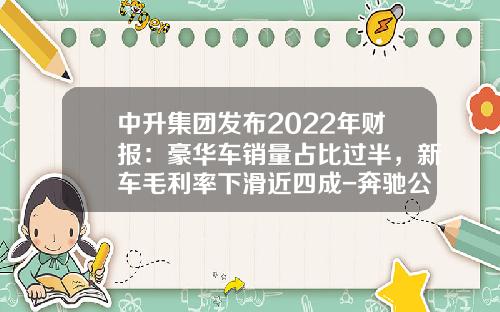 中升集团发布2022年财报：豪华车销量占比过半，新车毛利率下滑近四成-奔驰公司财报