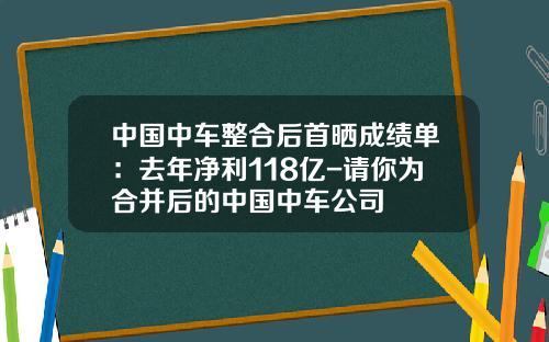 中国中车整合后首晒成绩单：去年净利118亿-请你为合并后的中国中车公司