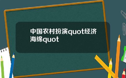 中国农村扮演quot经济海绵quot